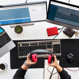 People Working on Computer PC on White Table